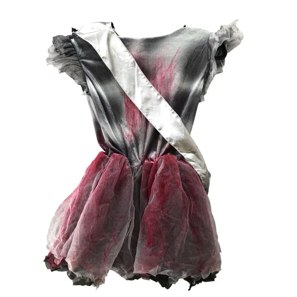 Girls XL 12-14 Years Zombie Prom Queen‎ Costume With Sash Halloween Dress